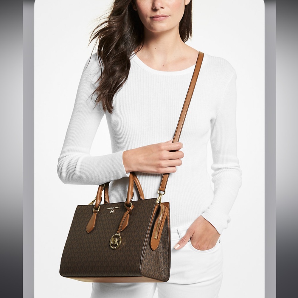 Michael Kors Brown Logo Satchel - Picture 2 of 6